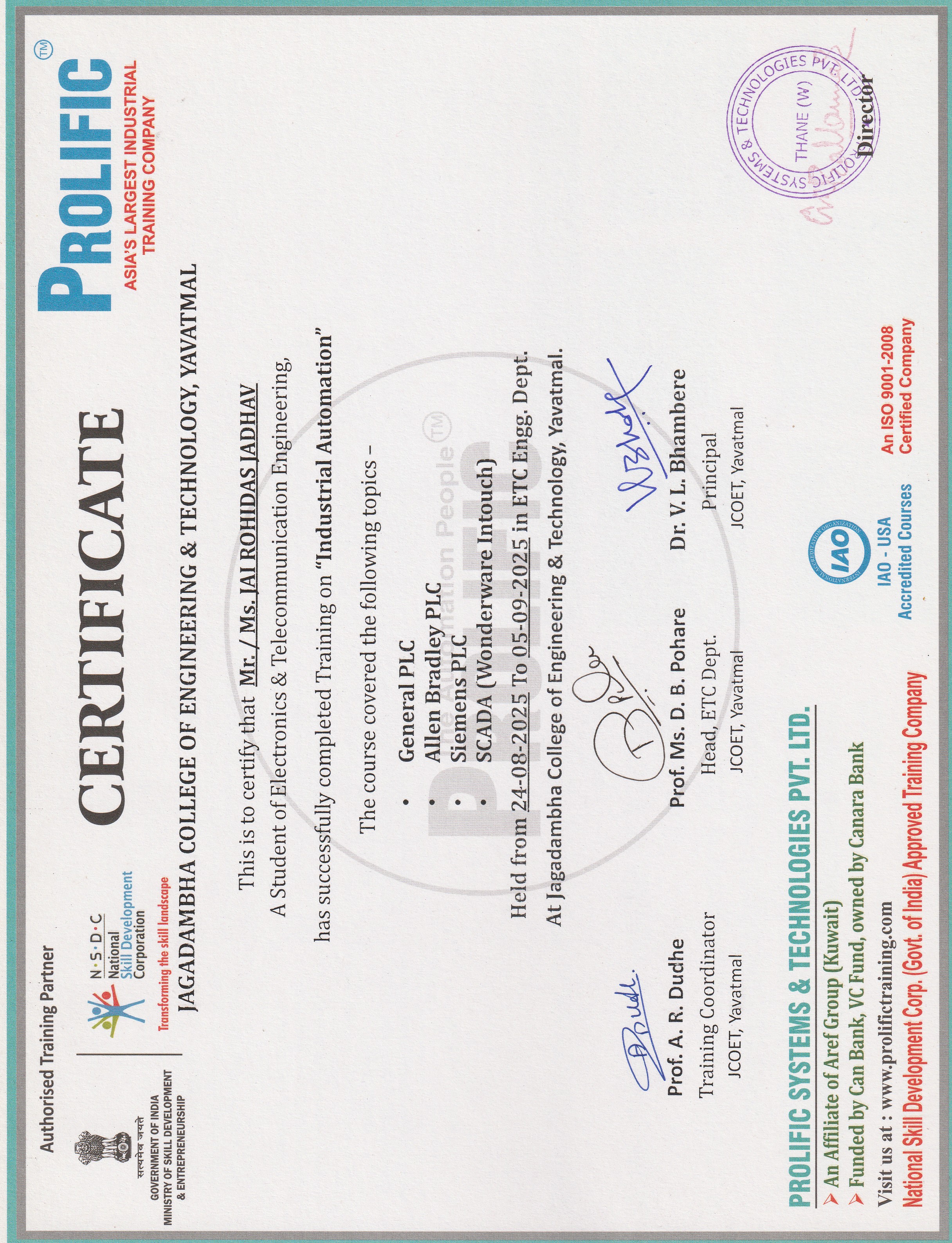 Industrial Automation Certificate